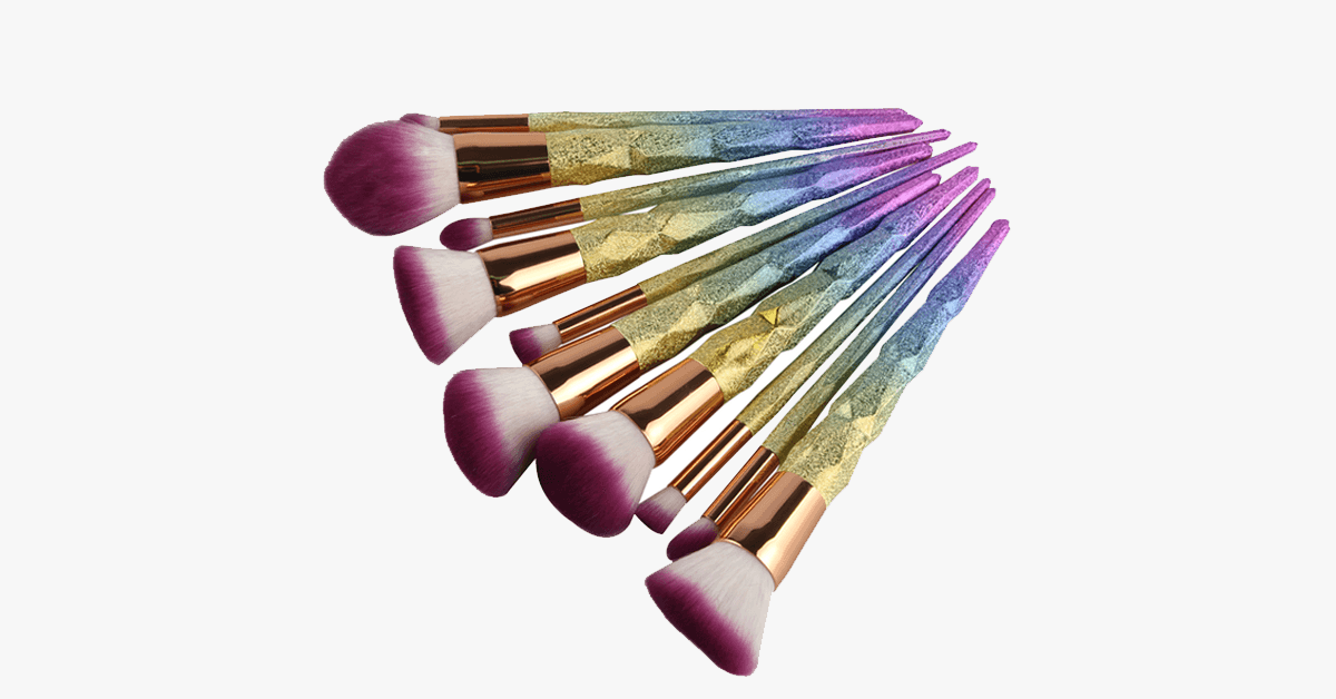 Rainbow Makeup 10-piece Brush Set - Add some rainbow sparkle to your makeup collection