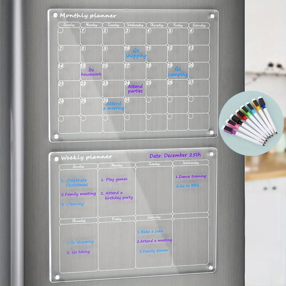 Magnetic Acrylic Calendar — Transparent Planner for Kitchen and Household