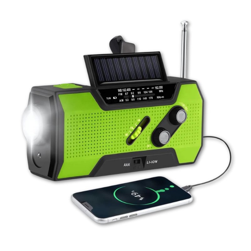 All-In-One Emergency Radio | 4000mAh Battery, Solar & Hand Crank Charging for Outdoor Adventures and Emergency Preparedness
