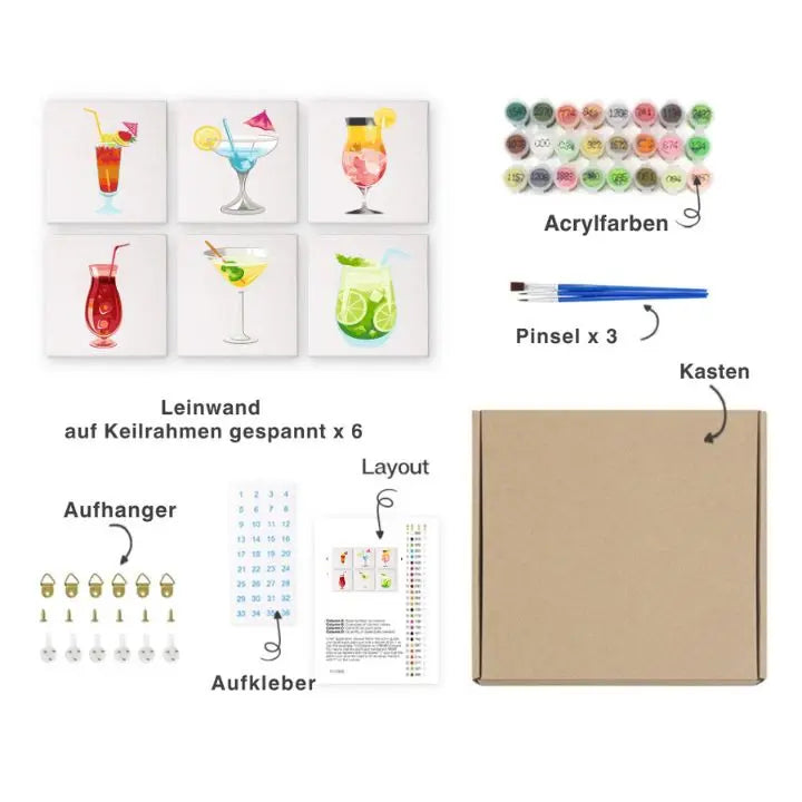 Paint by Numbers Mini Set – 6 Designs for Creative Relaxation