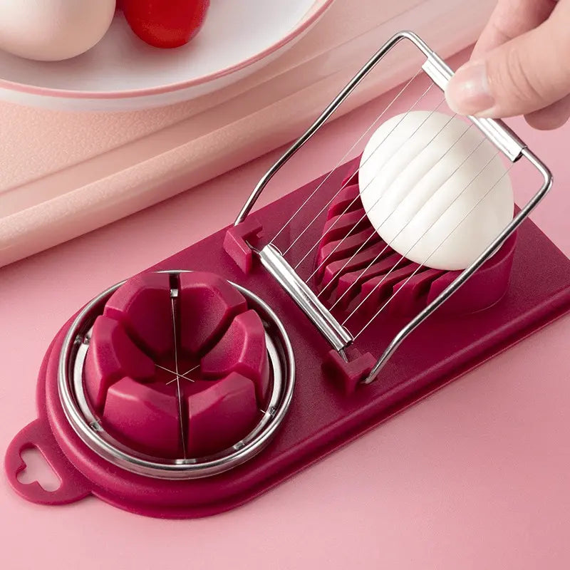 Manual Egg Slicer with Stainless Steel Blades and Sturdy Handle