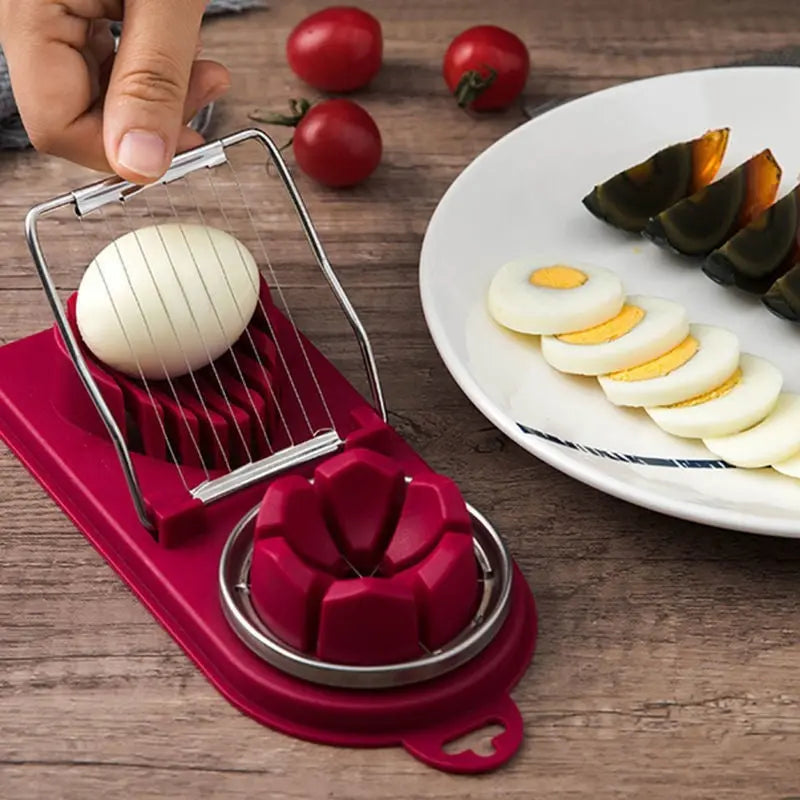 Manual Egg Slicer with Stainless Steel Blades and Sturdy Handle