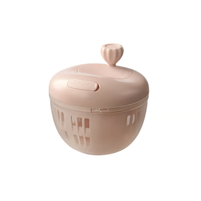 Manual fruit and vegetable spin dryer with removable container
