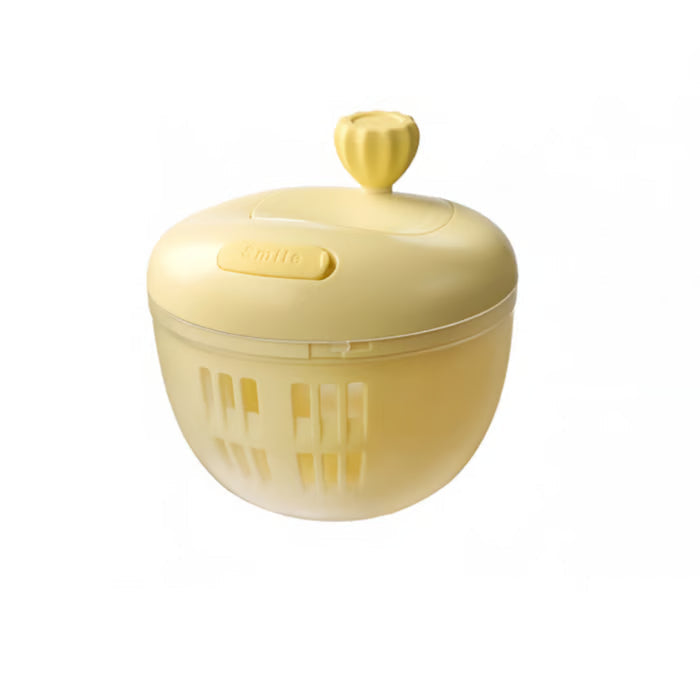 Manual fruit and vegetable spin dryer with removable container