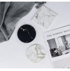 Coastline Vegan Leather Coaster Set | Marble Look | Stylish Protection for Surfaces
