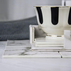 Coastline Vegan Leather Coaster Set | Marble Look | Stylish Protection for Surfaces