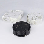 Coastline Vegan Leather Coaster Set | Marble Look | Stylish Protection for Surfaces