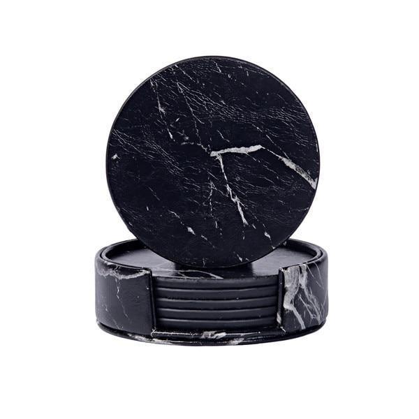 Coastline Vegan Leather Coaster Set | Marble Look | Stylish Protection for Surfaces