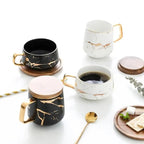 Marble Pattern Coffee Mug with Gold Decoration