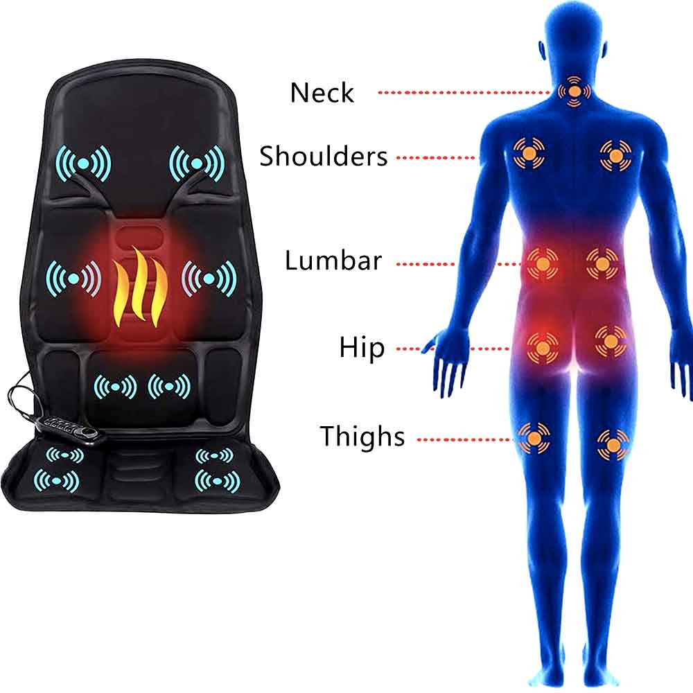 Fashion massage chair pad with heated neck pillow for car and home