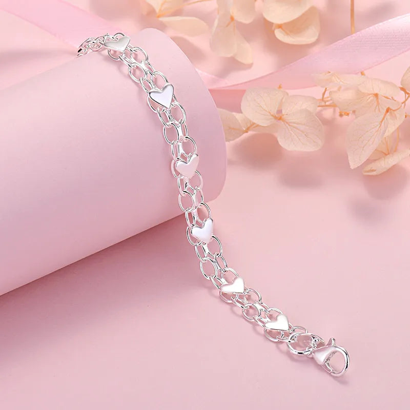 Elegant Luxury Silver Heart Bracelet – Timeless and Chic