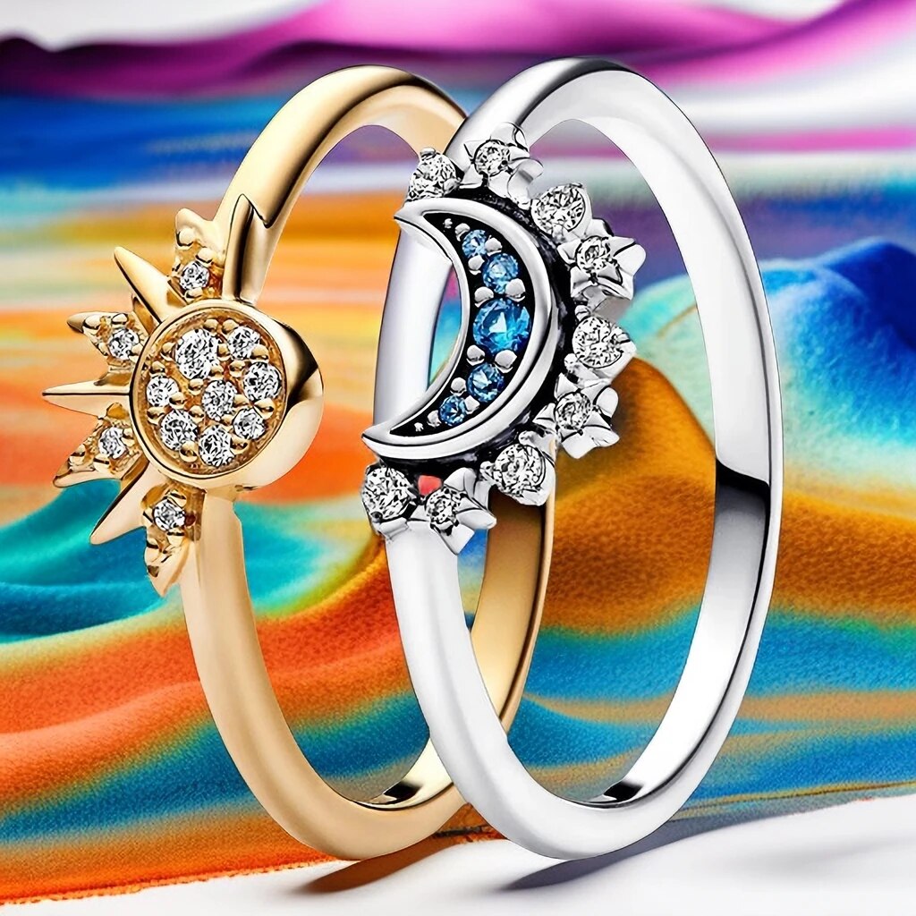 Heavenly women's silver ring with crystal sparkle