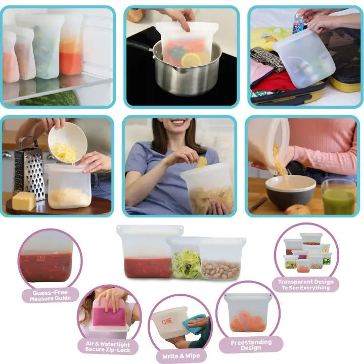 Reusable Silicone Storage Bags (3 Pieces)