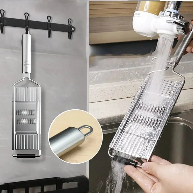 Multi-purpose vegetable slicer with interchangeable blades – Cut quickly & evenly