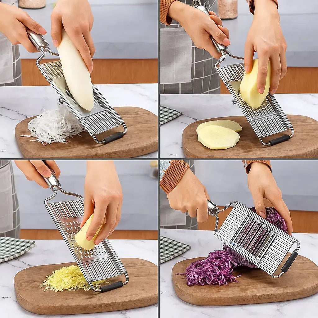 Multi-purpose vegetable slicer with interchangeable blades – Cut quickly & evenly