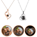 Photo projection chain with heart pendant and engraving