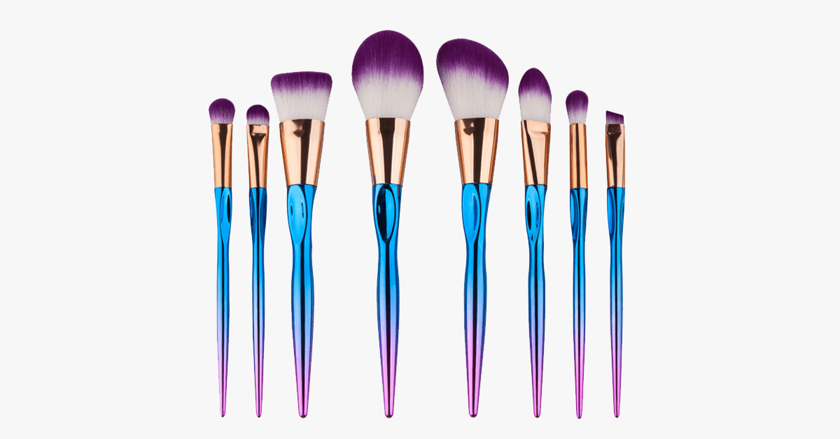 8-piece rainbow mermaid brush set – Get ready for any occasion with a flawless look