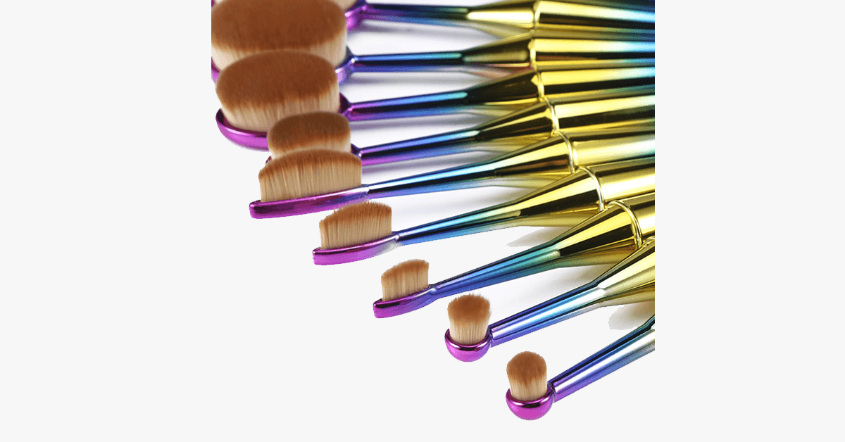Mermaid 10-piece oval brush set - Add some extra color to your makeup brushes