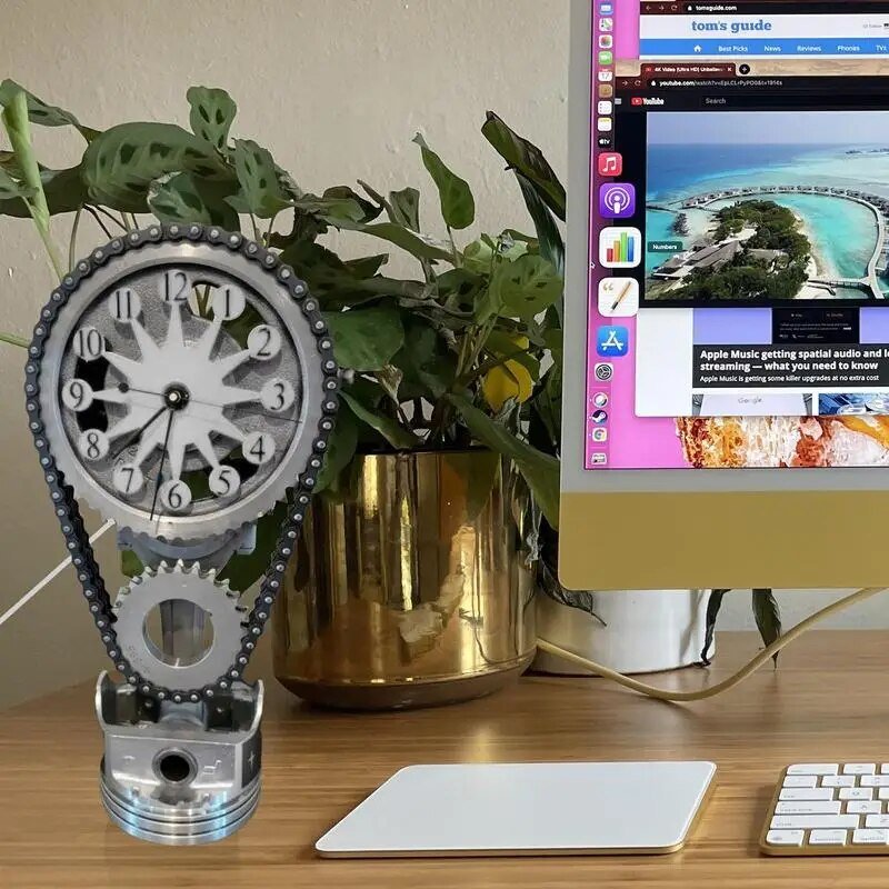 Watch chain with movement - Silent rotating table clock