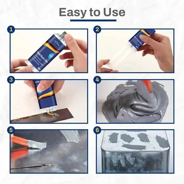 Metal repair adhesive for permanent repairs