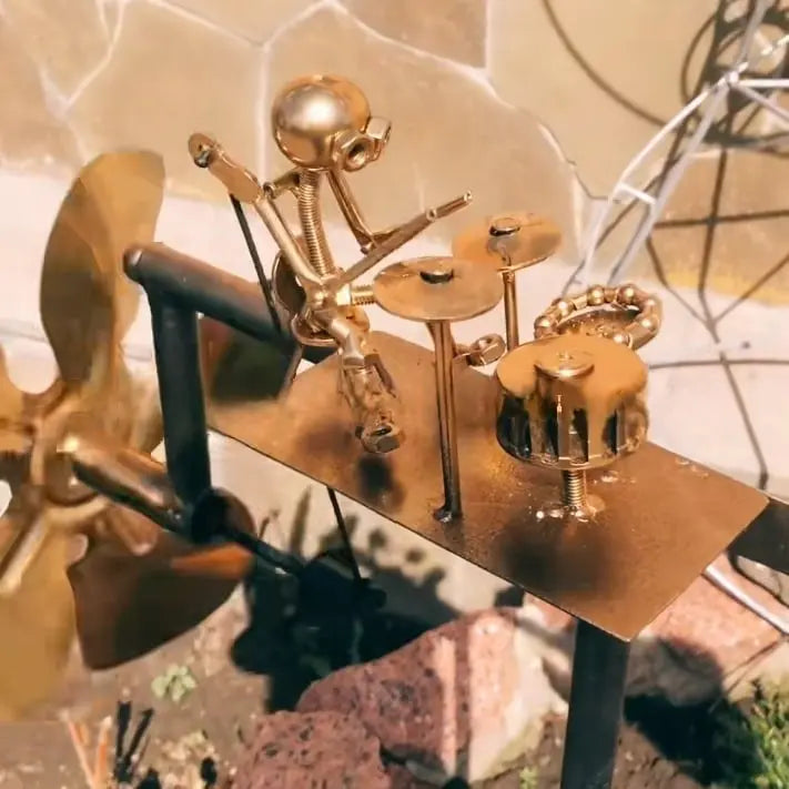 Metal Windmill "Rock Band" – Moving Garden Decor with Character