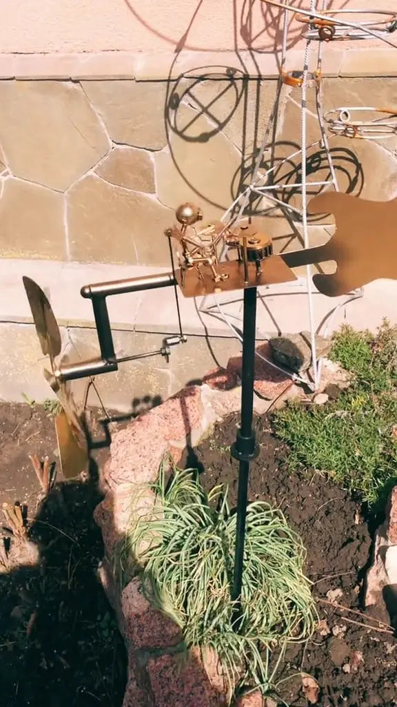 Metal Windmill "Rock Band" – Moving Garden Decor with Character