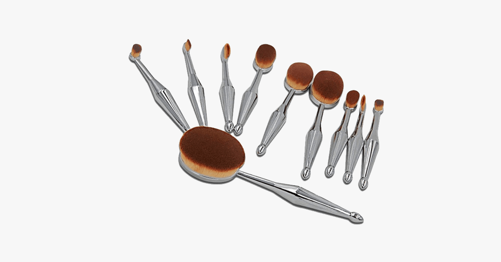 Stylish 10-piece oval brush set – Let the metallic charm work its magic on you