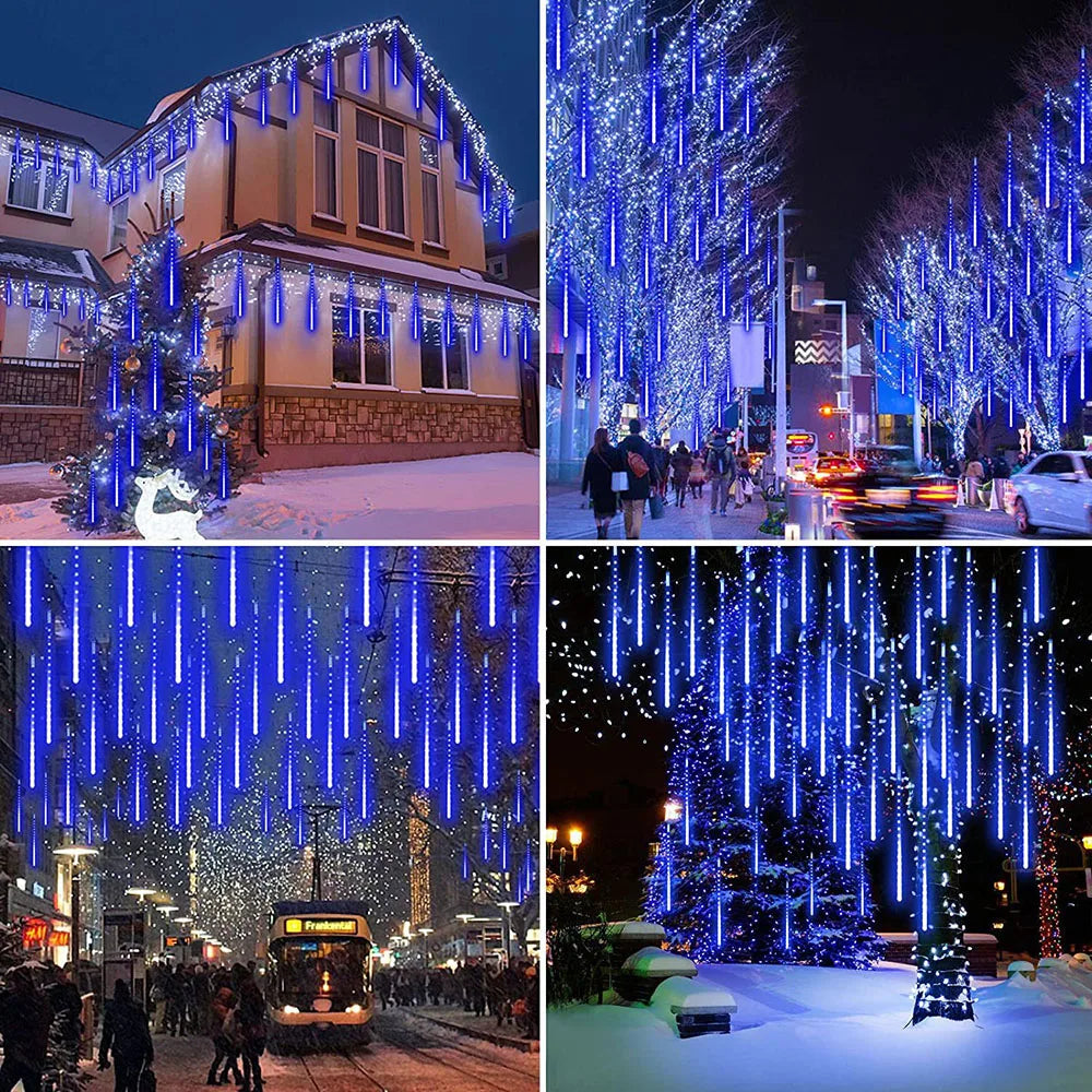 Meteor effect illuminating outdoor space