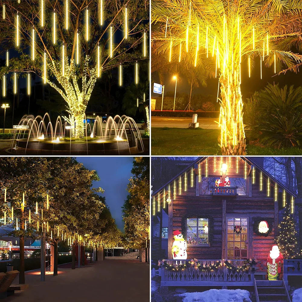 Meteor effect illuminating outdoor space