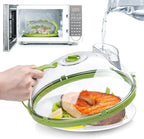 Microwave steam cover with built-in damper for faster, cleaner heating