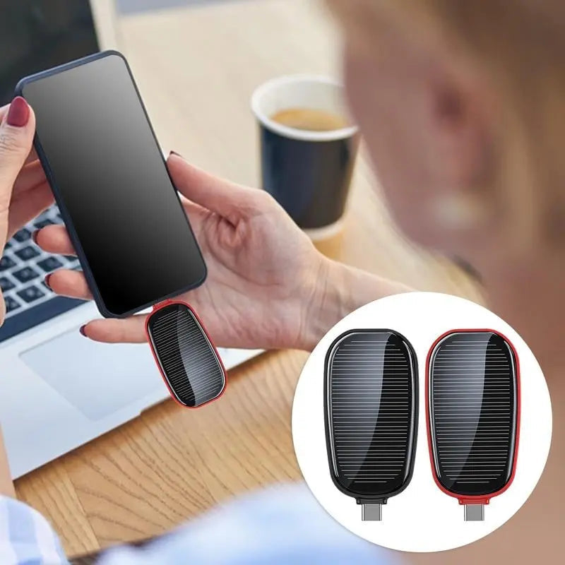 Mini Emergency Solar Power Bank – Compact Solar Charger with Lightning or Type-C Connector