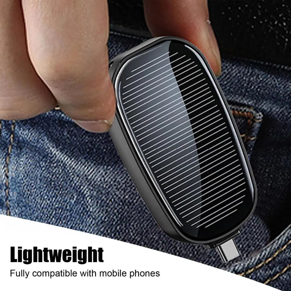 Mini Emergency Solar Power Bank – Compact Solar Charger with Lightning or Type-C Connector