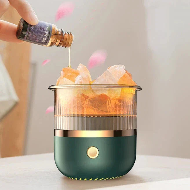 Himalaya salt crystal lamp & essential oil diffuser, USB ultrasonic humidifier for home & office
