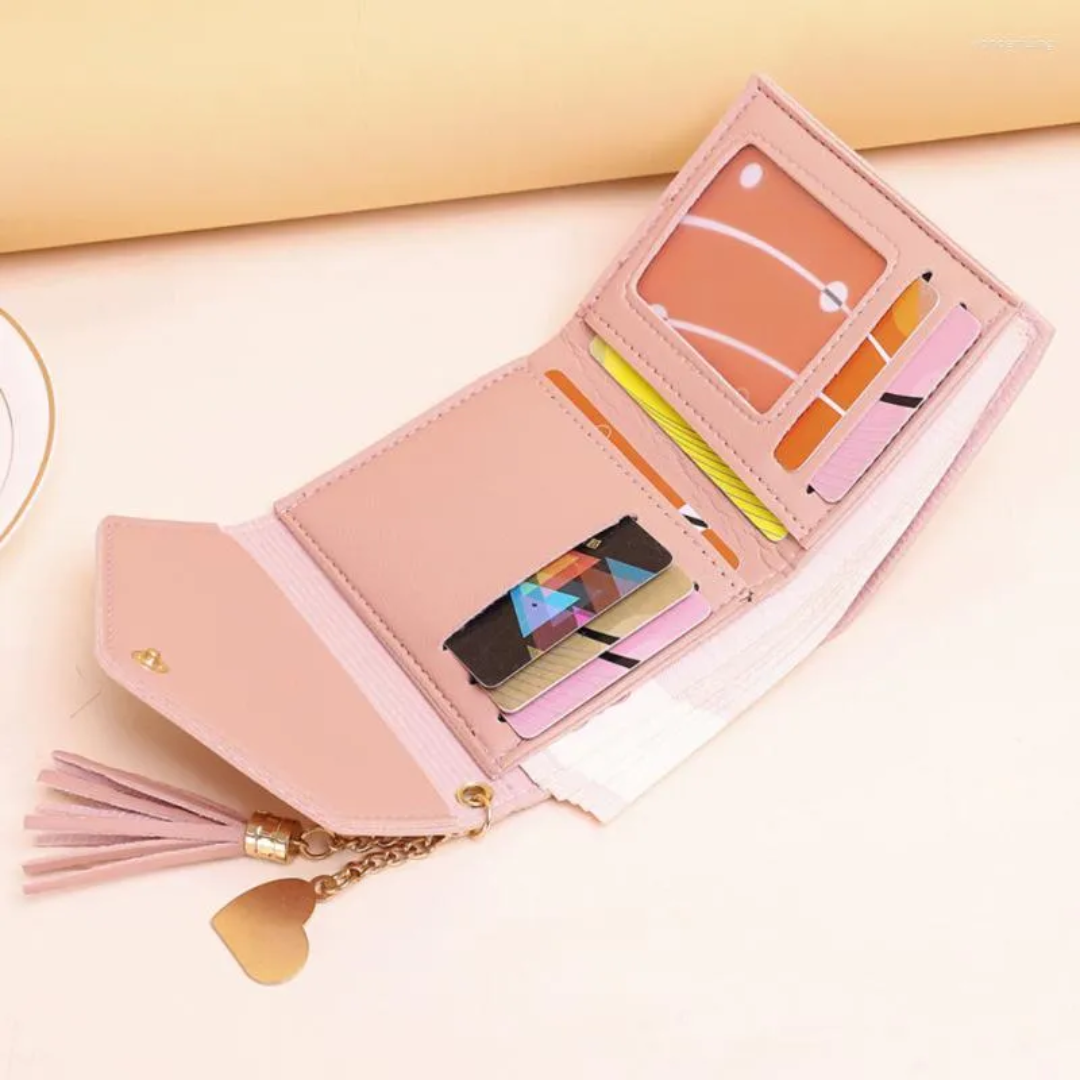 Elegant Compact Wallet with Tassel