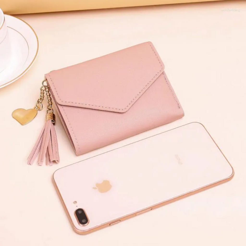 Elegant Compact Wallet with Tassel