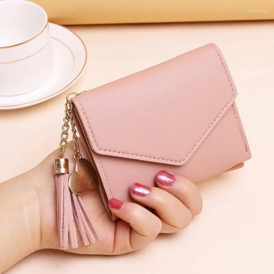 Elegant Compact Wallet with Tassel