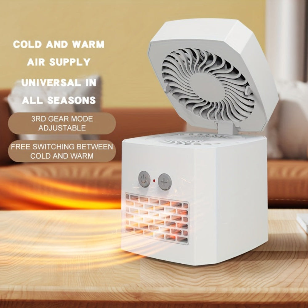 Mini Electric Space Heater and Cooling Fan Portable Desktop Heater