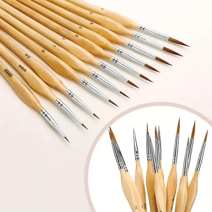 Miniature Detail Brush Set – 11-piece for modeling & art