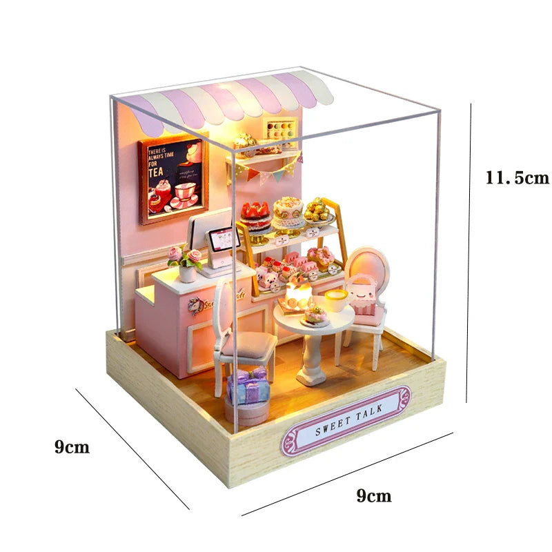 Miniatuur Houten Poppenhuis – Creatieve Bouwset met LED-Verlichting & Meubels