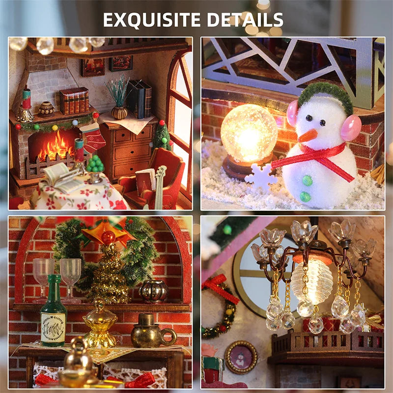 Miniatuur Houten Poppenhuis – Creatieve Bouwset met LED-Verlichting & Meubels