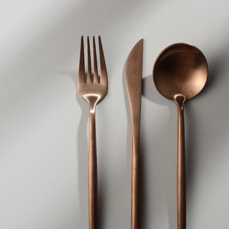 Minimalist Flatware Set – 20-Piece Titanium-Coated Stainless Steel Cutlery | Modern Matte Finish for Elegant Dining