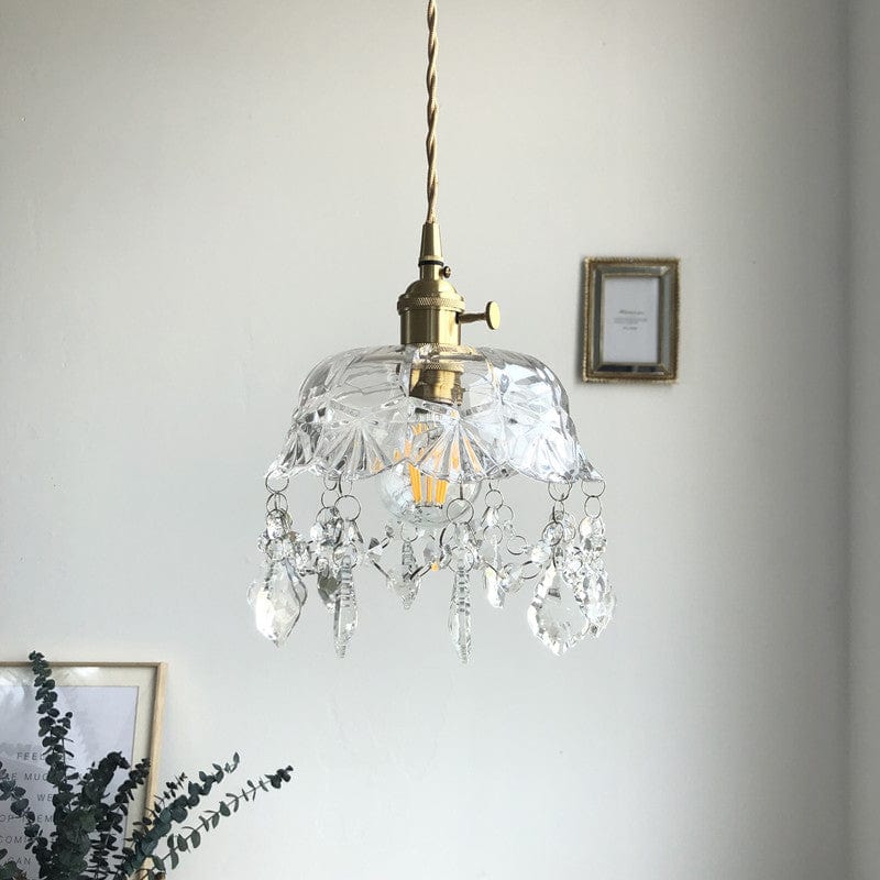 Minimalistic Retro Crystal Glass Pendant Light
