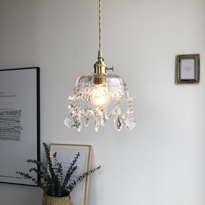 Minimalistic Retro Crystal Glass Pendant Light
