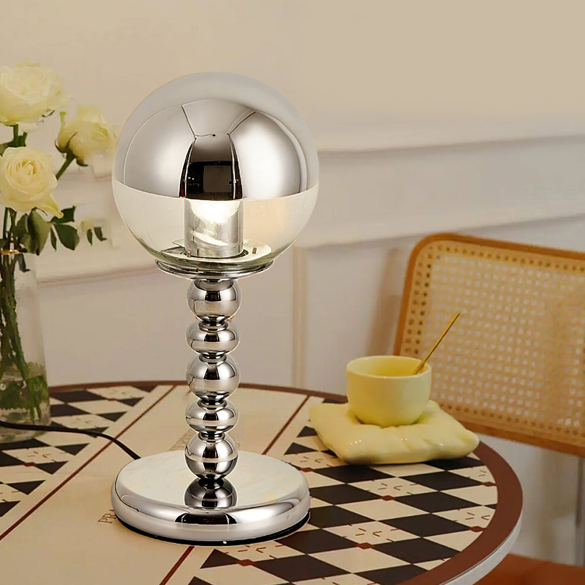 MirrorGlow – Minimalist Chrome Table Lamp