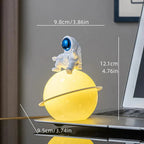 AstroLume Astronaut Sculpture with Planet Night Light | Modern Decorative Highlight | Environmentally Friendly PVC & ABS | 9.8 x 12.1 cm