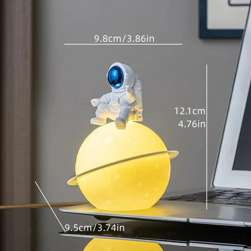AstroLume Astronaut Sculpture with Planet Night Light | Modern Decorative Highlight | Environmentally Friendly PVC & ABS | 9.8 x 12.1 cm