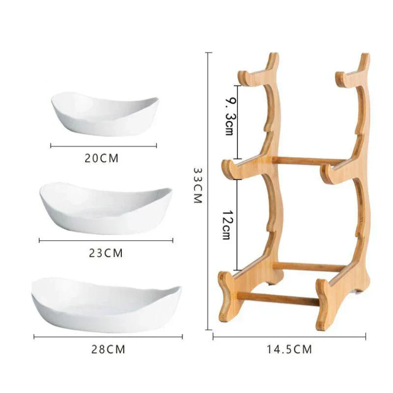 BambuNest – Modern Bamboo Fruit Basket with Removable Trays & Multi-Tier Design