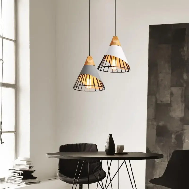 Modern Pendant Lights – Stylish Hanging Light made of Wood and Metal for Dining Room and Kitchen