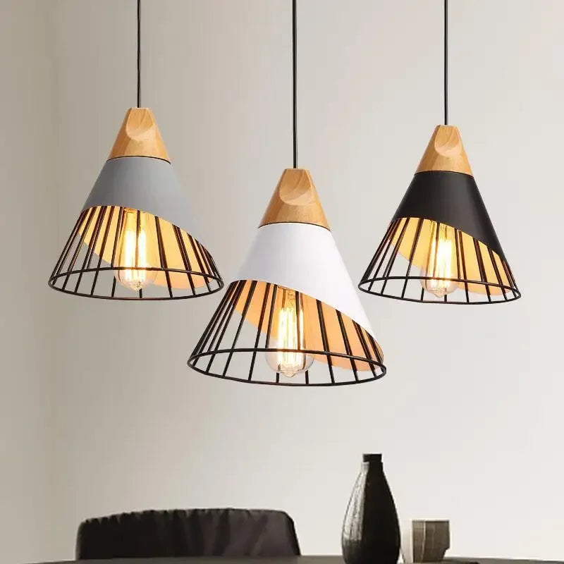 Modern Pendant Lights – Stylish Hanging Light made of Wood and Metal for Dining Room and Kitchen