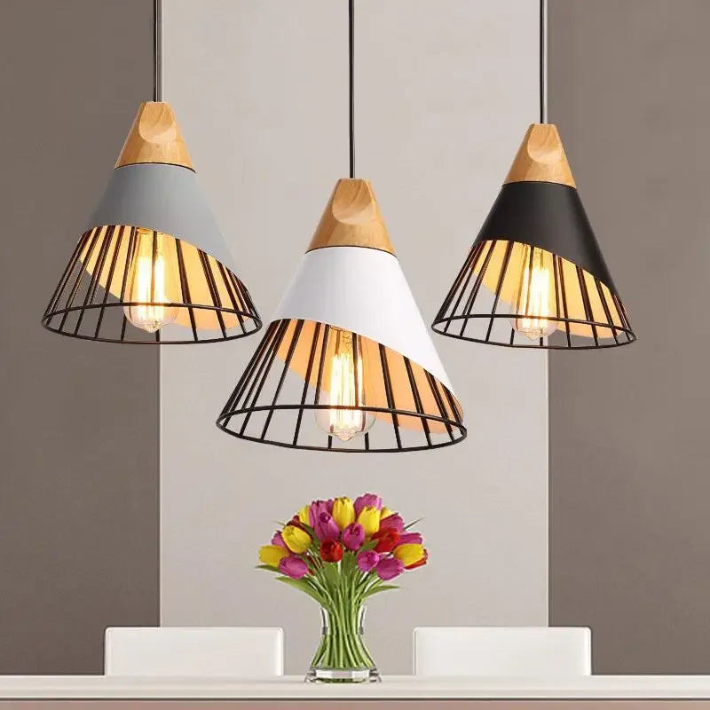 Modern Pendant Lights – Stylish Hanging Light made of Wood and Metal for Dining Room and Kitchen